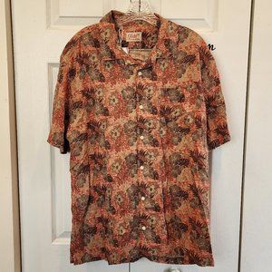 Jachs New York Pink Tropical Print Short Sleeve Button Down Camp Shirt